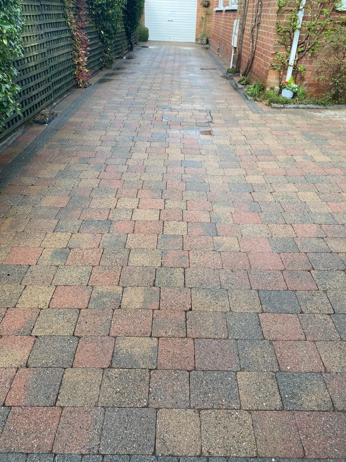 Cleaned block paved driveway
